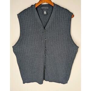 Croft & Barrow Cable Knit Gray Sweater Vest Men's Size XL Button Front Preppy